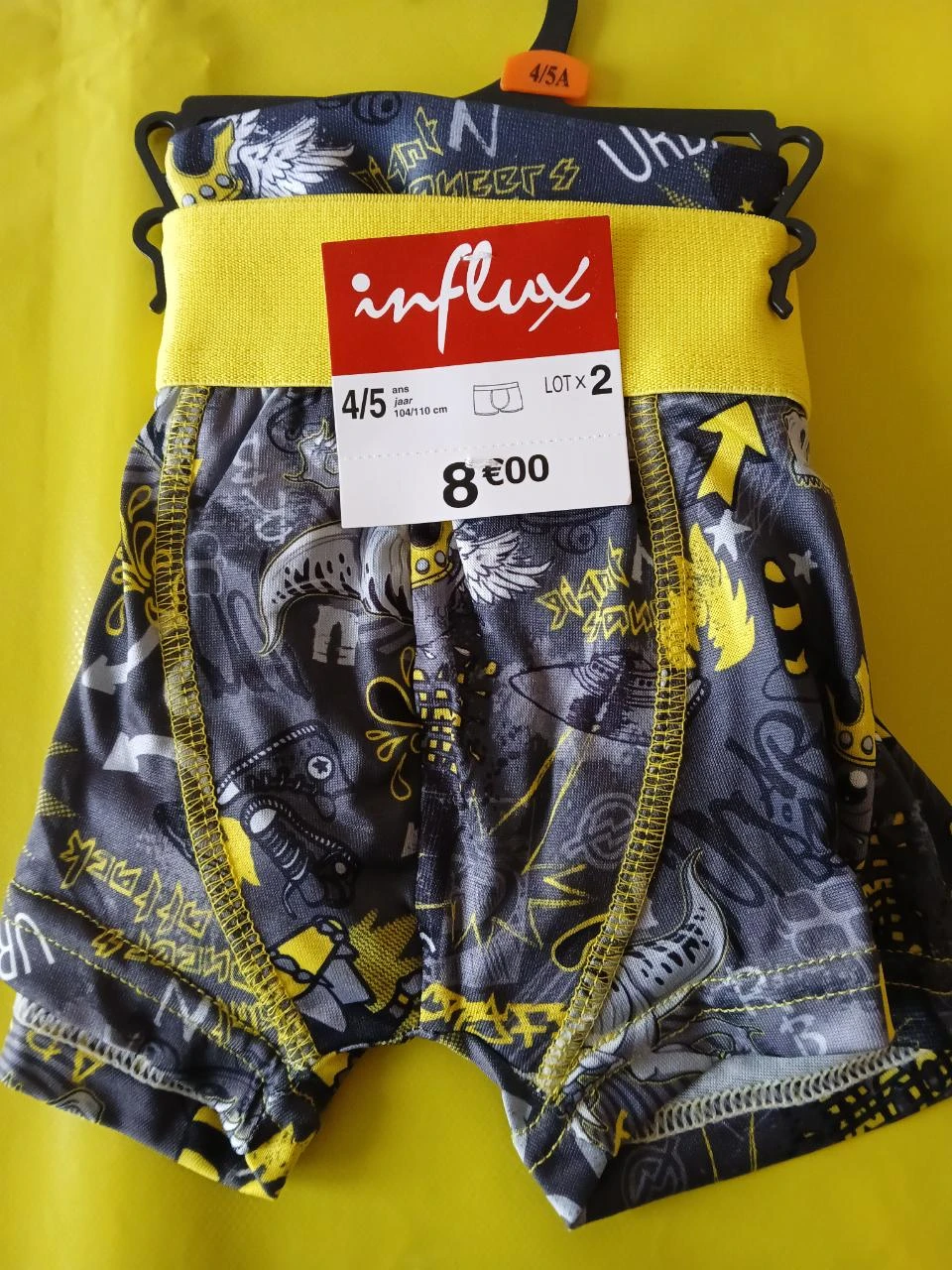 lot 2 boxers garcon influx 4/5 ans